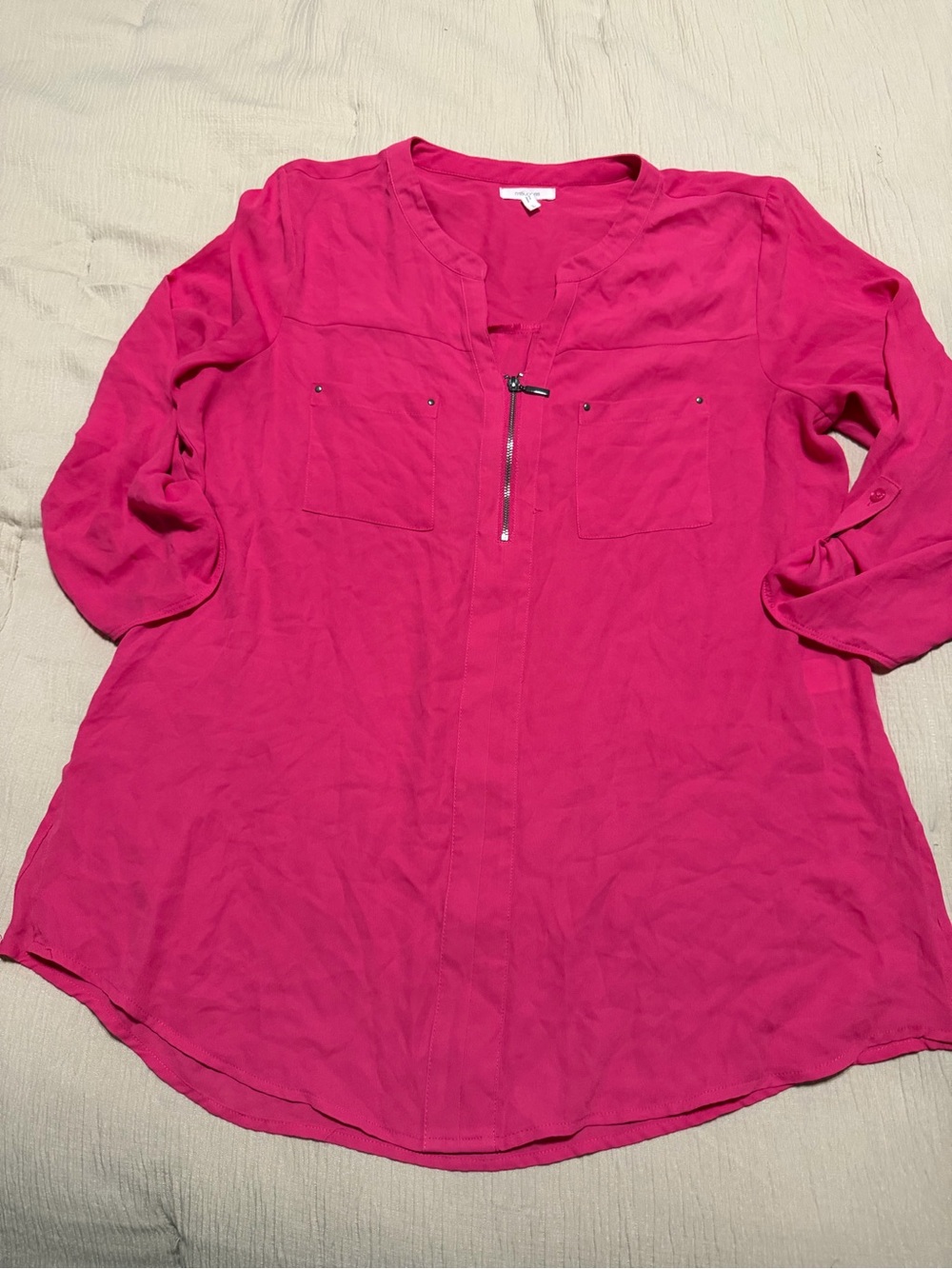 Maurices Zip-Front Magenta Blouse